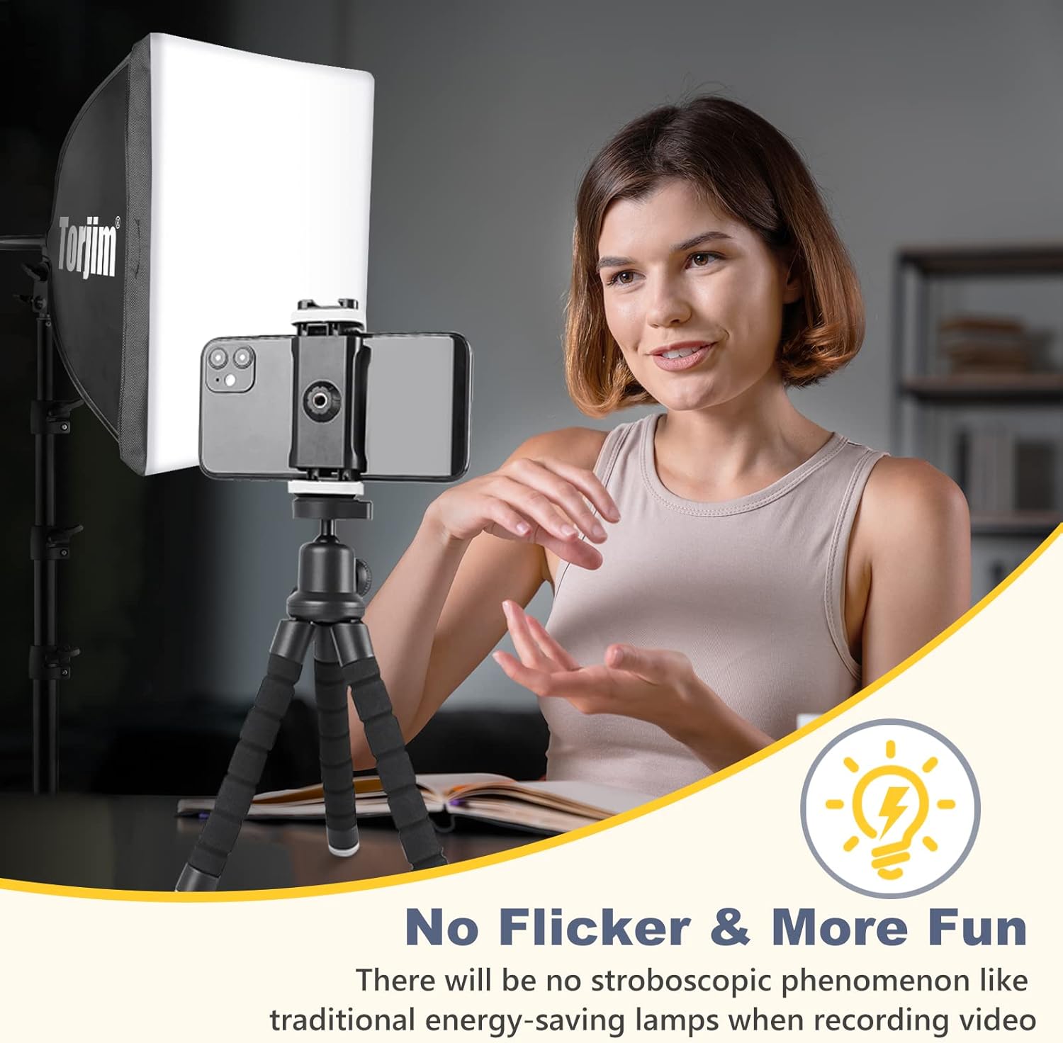 Torjim Softbox Photography Lighting Kit, 16'' x 16'' Professional Softbox Lighting Kit with 85W 3000-7500K LED Bulbs, Studio Lights for Photography/Video Recording/Live Streaming/Portraits Shooting - Image 6
